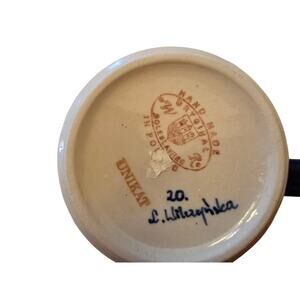 Polish Pottery Unikat Vintage Rare Bountiful Blue Pattern Snack/Mug Set Signed